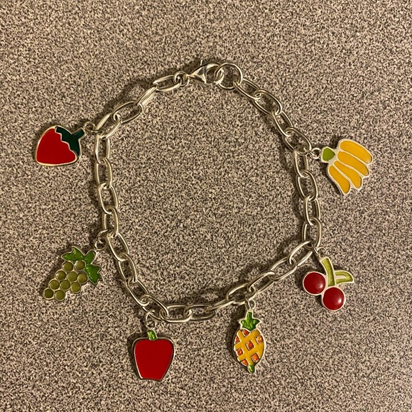 Silver bracelet with enamel fruit charms - Picture 3 of 4
